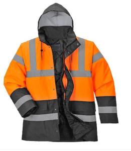 Warnschutz-Parka Hi-Vis orange/schwarz gefüttert M