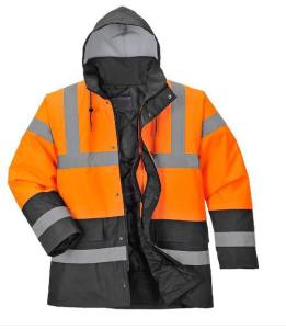 Warnschutz-Parka Hi-Vis orange/schwarz gefüttert