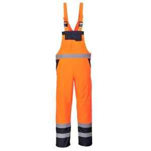 Warn/Kontrast-Latzhose Hi-Vis orange/marine gefüttert L