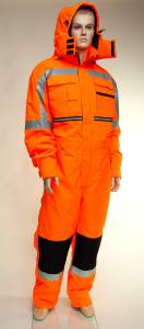 Winterkombi / Thermo-Overall orange mit Kapuze 100% Polyester Reflexstreifen M