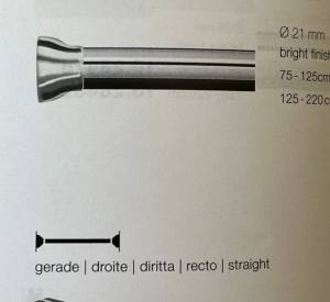 Duschvorhangstange Aluminium bright finish chrome 21mm dia stufenlos verstellbar 125/220cm