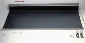 Sonnenschutzrollo transparent / Brückenrollo 100% PES Laminat grau/grau