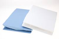 Spannbettlaken Jersey YOUKALI® 100% BW 125g/qm mit Rundumgummi  - weiß, blau - verschiedene Größen