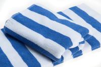 Badetuch BLOCKSTREIFEN weiß-blau 400g/qm 100% BW Zwirnfrottier 70/180cm