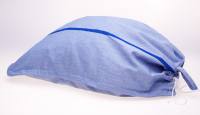 Kabinen-Wäschesack blau mit dunkelblauem Kennstreifen 100% PES 225g/qm mit Kordelverschluss + Trageschlaufe + Beschriftungslasch