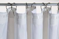 Textilduschvorhang nach Maß - weiß 100% PES mit Gardinenband konfektioniert Breite 200cm Höhe 200cm