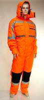 Winterkombi / Thermo-Overall orange mit Kapuze 100% Polyester Reflexstreifen XL