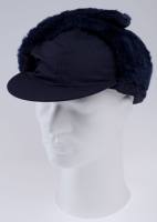 Blaue Wintermütze Klettverschluss 65% Polyester 35% BW Webfellfutter