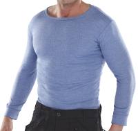 Thermo-Unterhemd langarm blau 80% PES 20% Viscose Gr. M